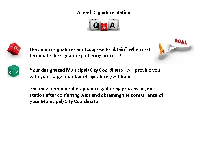 At each Signature Station How many signatures am I suppose to obtain? When do