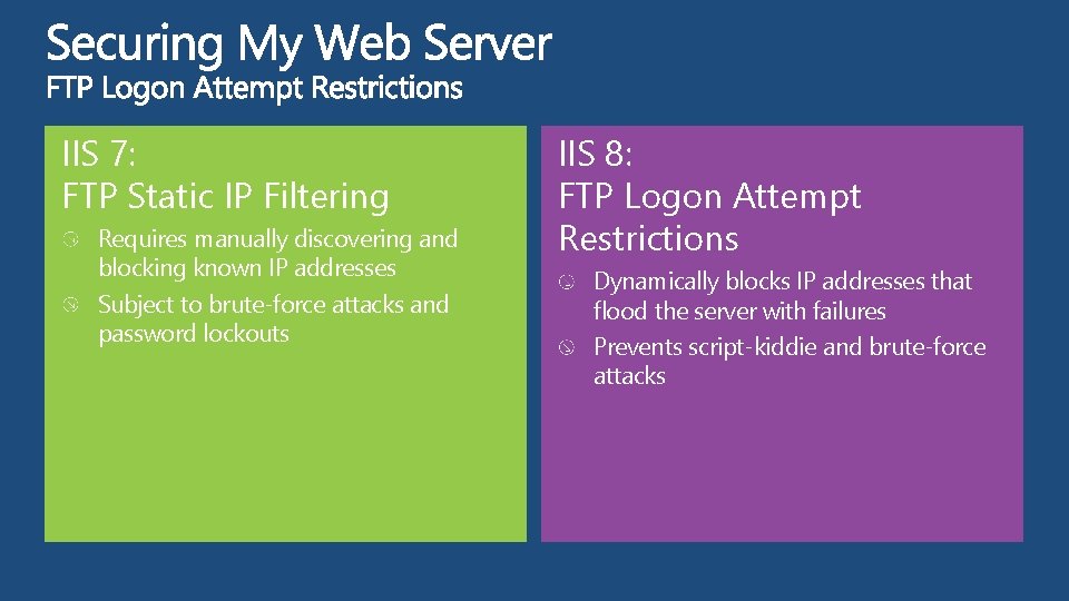 IIS 7: FTP Static IP Filtering Requires manually discovering and blocking known IP addresses