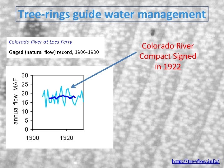 Tree-rings guide water management Colorado River at Lees Ferry Gaged (natural flow) record, 1906
