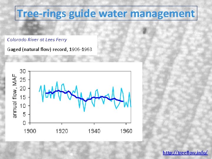 Tree-rings guide water management Colorado River at Lees Ferry Gaged (natural flow) record, 1906