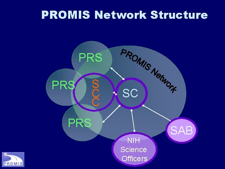 PROMIS Network Structure PRS S C C SC PRS NIH Science Officers SAB 