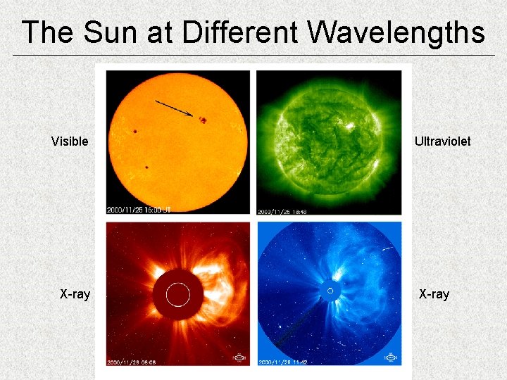 The Sun at Different Wavelengths Visible X-ray Ultraviolet X-ray 