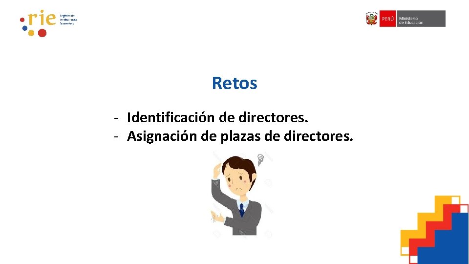 Retos - Identificación de directores. - Asignación de plazas de directores. 
