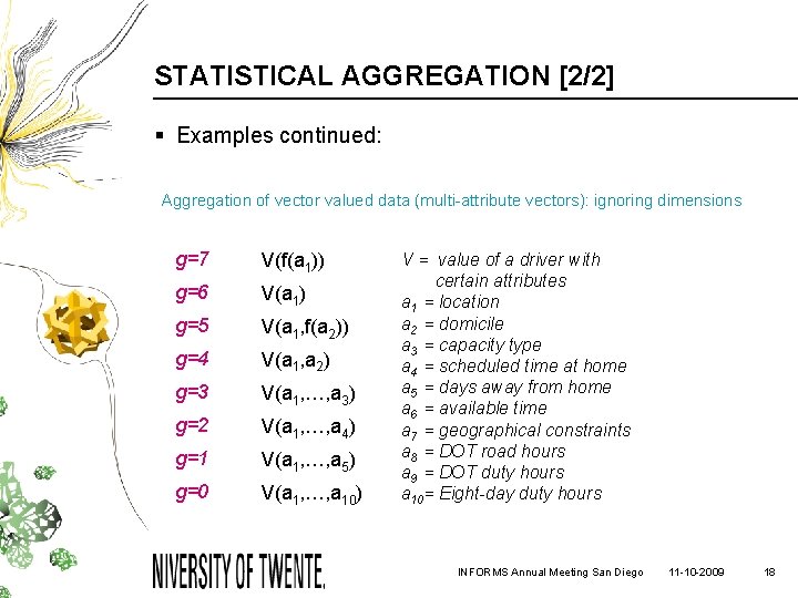 STATISTICAL AGGREGATION [2/2] § Examples continued: Aggregation of vector valued data (multi-attribute vectors): ignoring