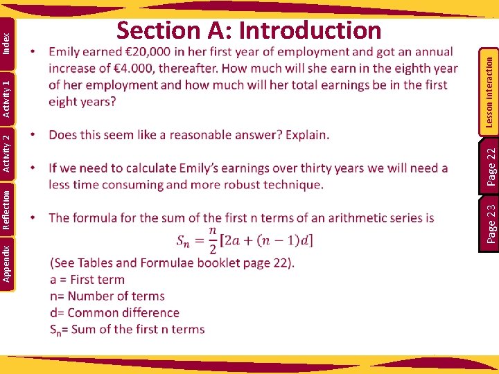 Appendix Page 23 Reflection Page 22 Activity 2 Lesson interaction Activity 1 Index Section