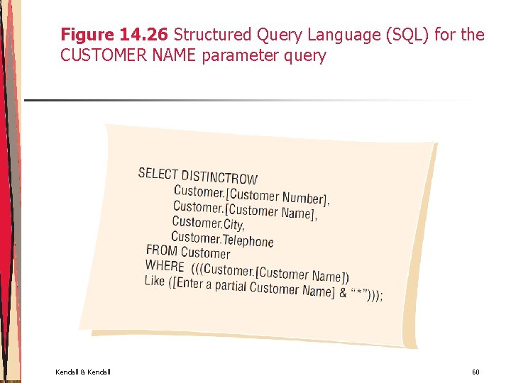Figure 14. 26 Structured Query Language (SQL) for the CUSTOMER NAME parameter query Kendall