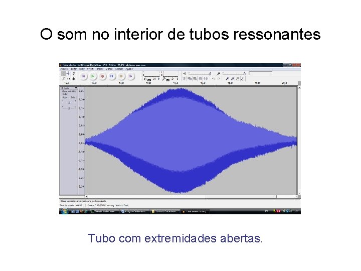 O som no interior de tubos ressonantes Tubo com extremidades abertas. O som no interior de tubos ressonantes Tubo com extremidades abertas.