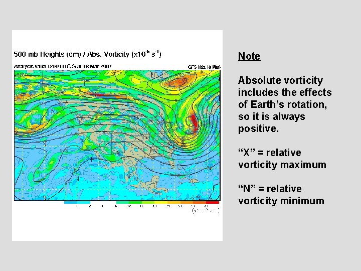 Note Absolute vorticity includes the effects of Earth’s rotation, so it is always positive.