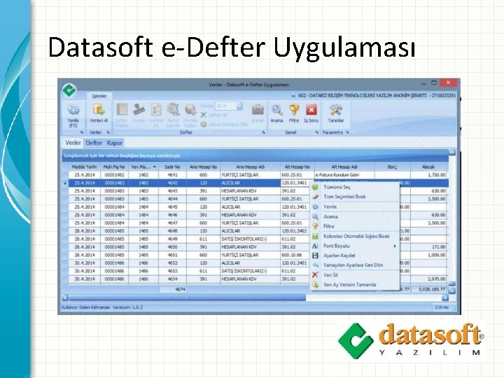 Datasoft e-Defter Uygulaması 