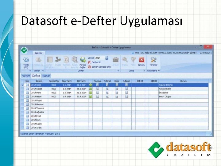 Datasoft e-Defter Uygulaması 