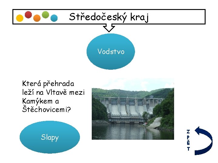 Středočeský kraj Vodstvo Která přehrada leží na Vltavě mezi Kamýkem a Štěchovicemi? Slapy Z