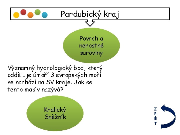 Pardubický kraj Povrch a nerostné suroviny Významný hydrologický bod, který odděluje úmoří 3 evropských