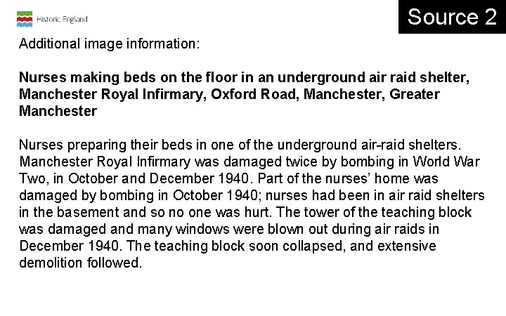 Source 2 Additional image information: Nurses making beds on the floor in an underground Source 2 Additional image information: Nurses making beds on the floor in an underground