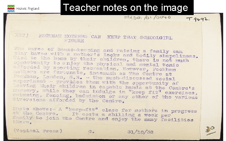 Teacher notes on the image Teacher notes on the image