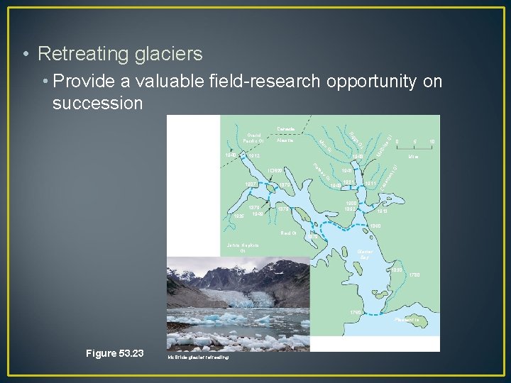  • Retreating glaciers • Provide a valuable field-research opportunity on succession Canada l.