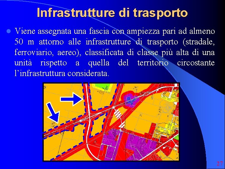 Infrastrutture di trasporto l Viene assegnata una fascia con ampiezza pari ad almeno 50