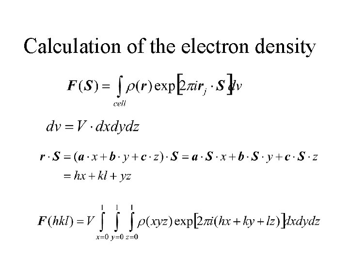 Calculation of the electron density 