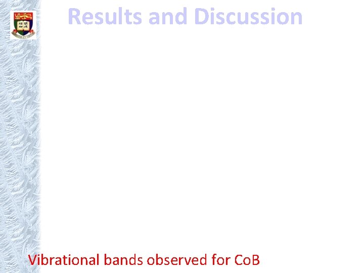 Results and Discussion Vibrational bands observed for Co. B 