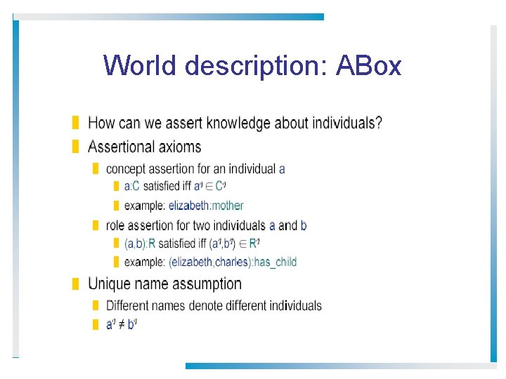 World description: ABox 