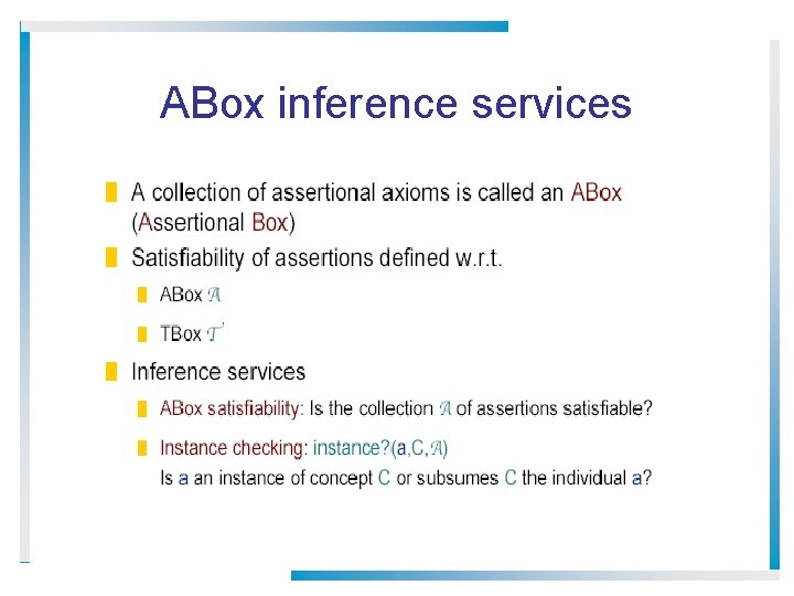 ABox inference services 