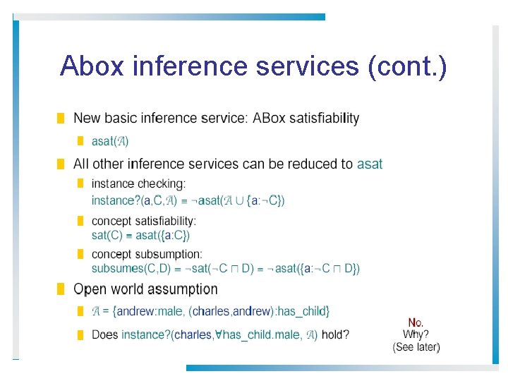 Abox inference services (cont. ) 