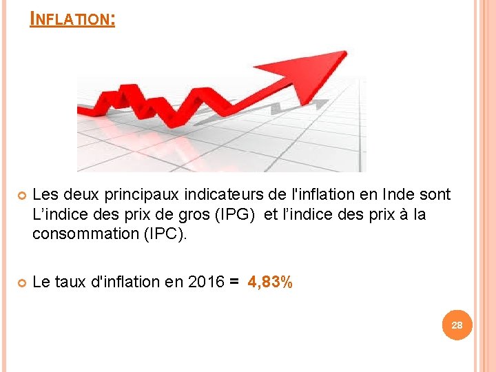 INFLATION: Les deux principaux indicateurs de l'inflation en Inde sont L’indice des prix de