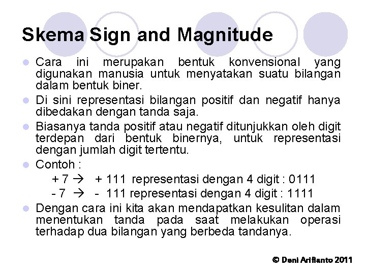 Skema Sign and Magnitude l l l Cara ini merupakan bentuk konvensional yang digunakan