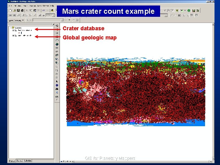 Mars crater count example Crater database Global geologic map GIS for Planetary Mappers 