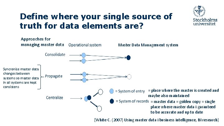Define where your single source of truth for data elements are? Approaches for managing Define where your single source of truth for data elements are? Approaches for managing