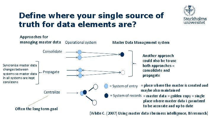 Define where your single source of truth for data elements are? Approaches for managing Define where your single source of truth for data elements are? Approaches for managing