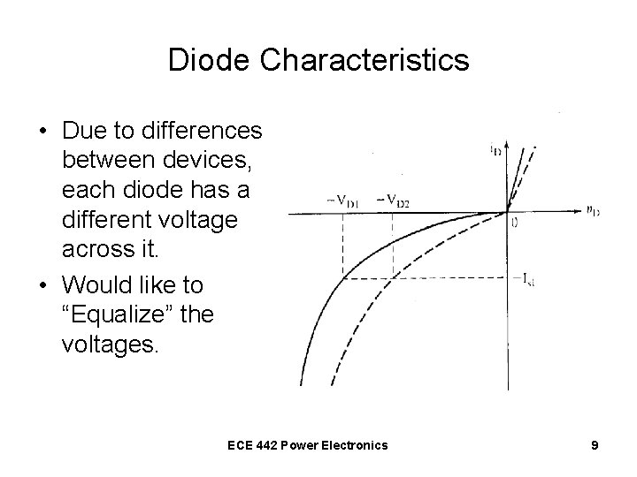 Diode Characteristics • Due to differences between devices, each diode has a different voltage