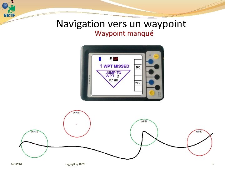 Navigation vers un waypoint Waypoint manqué 26/10/2020 copyright by ERTF 5 