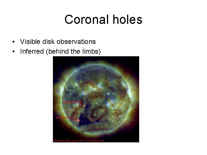 Coronal holes • Visible disk observations • Inferred (behind the limbs) 