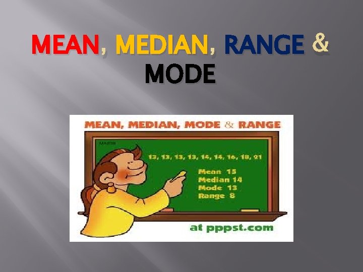 MEAN , MEDIAN , RANGE & MODE 