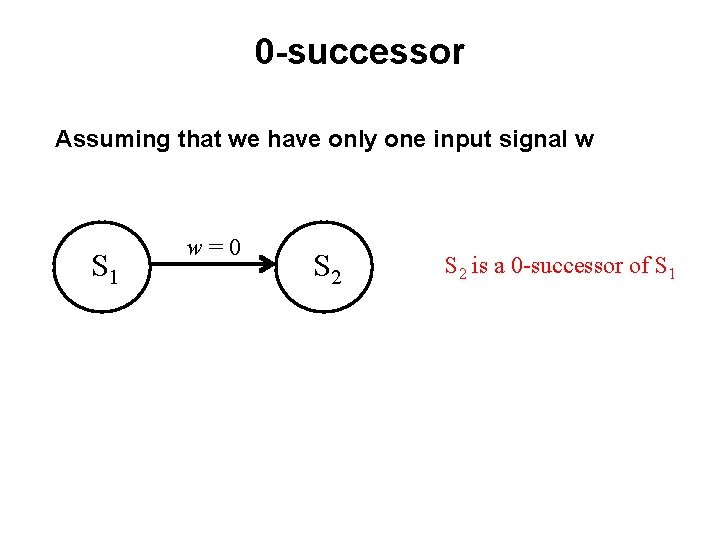 0 -successor Assuming that we have only one input signal w S 1 w=0 0 -successor Assuming that we have only one input signal w S 1 w=0