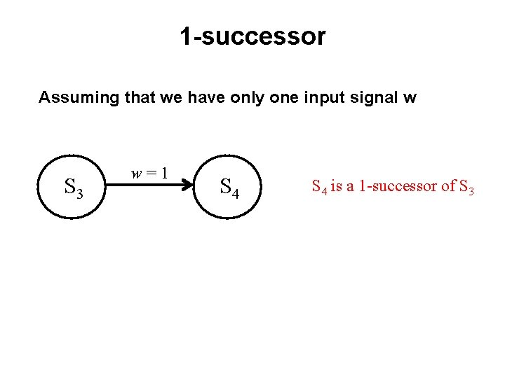 1 -successor Assuming that we have only one input signal w S 3 w=1 1 -successor Assuming that we have only one input signal w S 3 w=1
