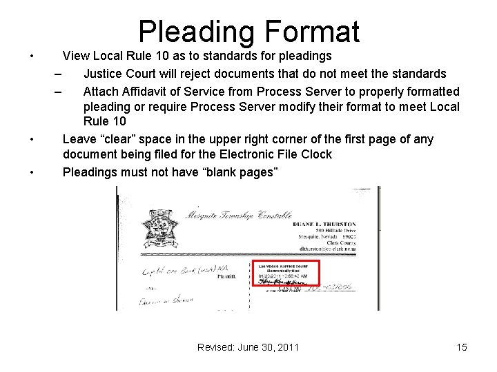  • • • Pleading Format View Local Rule 10 as to standards for