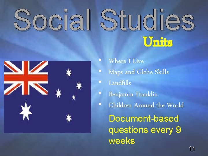 Social Studies • • • Units Where I Live Maps and Globe Skills Landfills