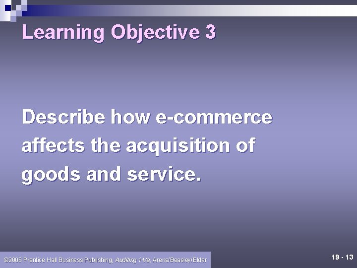 Learning Objective 3 Describe how e-commerce affects the acquisition of goods and service. ©