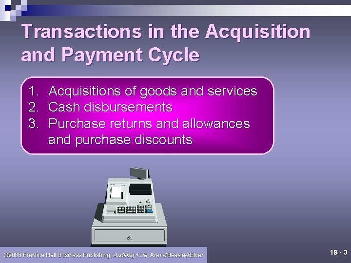 Transactions in the Acquisition and Payment Cycle 1. 2. 3. Acquisitions of goods and