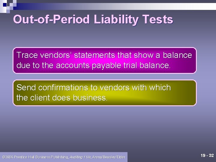 Out-of-Period Liability Tests Trace vendors’ statements that show a balance due to the accounts