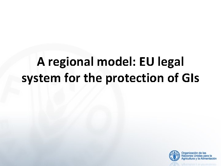 A regional model: EU legal system for the protection of GIs 