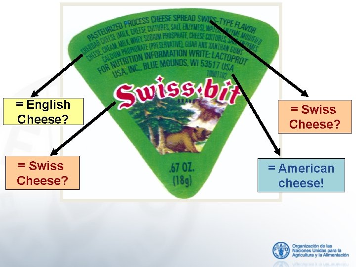= English Cheese? = Swiss Cheese? = American cheese! 