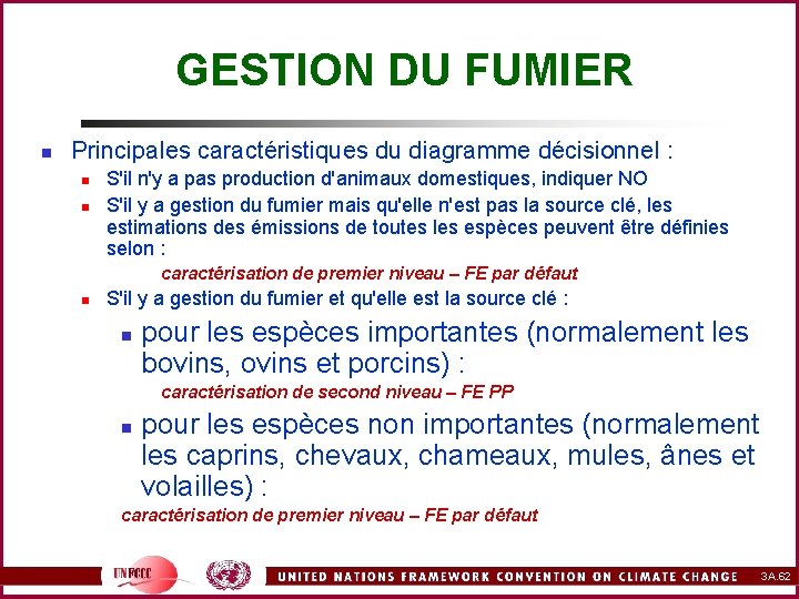 GESTION DU FUMIER n Principales caractéristiques du diagramme décisionnel : n n S'il n'y