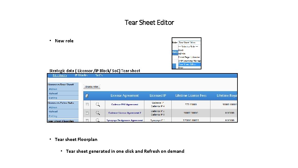 Tear Sheet Editor • New role Strategic data ( Licensor /i. P Block/ So.