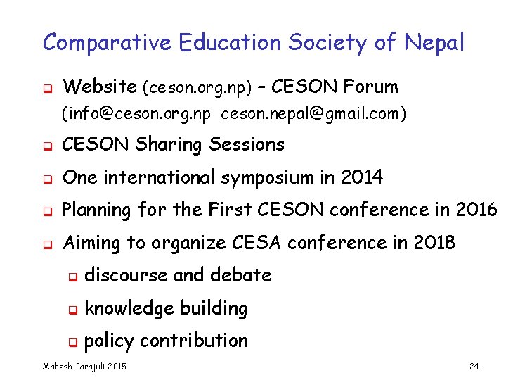 Comparative Education Society of Nepal q Website (ceson. org. np) – CESON Forum (info@ceson.