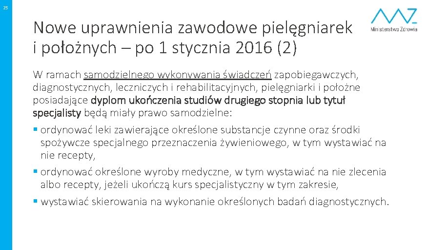 25 Nowe uprawnienia zawodowe pielęgniarek i położnych – po 1 stycznia 2016 (2) W
