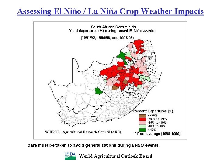 Assessing El Niño / La Niña Crop Weather Impacts Care must be taken to