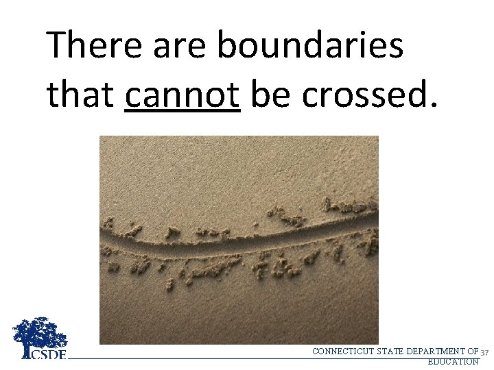 There are boundaries that cannot be crossed. CONNECTICUT STATE DEPARTMENT OF 37 EDUCATION 