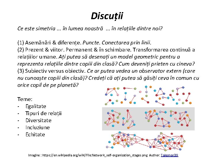 Discuții Ce este simetria. . . în lumea noastră. . . în relațiile dintre